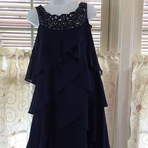 Navy Blue Tiered  Cocktail Dress